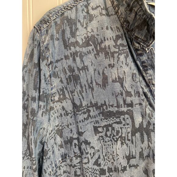 John Mark Shirt Women's Medium Denim Mixed Print Long Sleeve Button Blouse - Picture 4 of 5